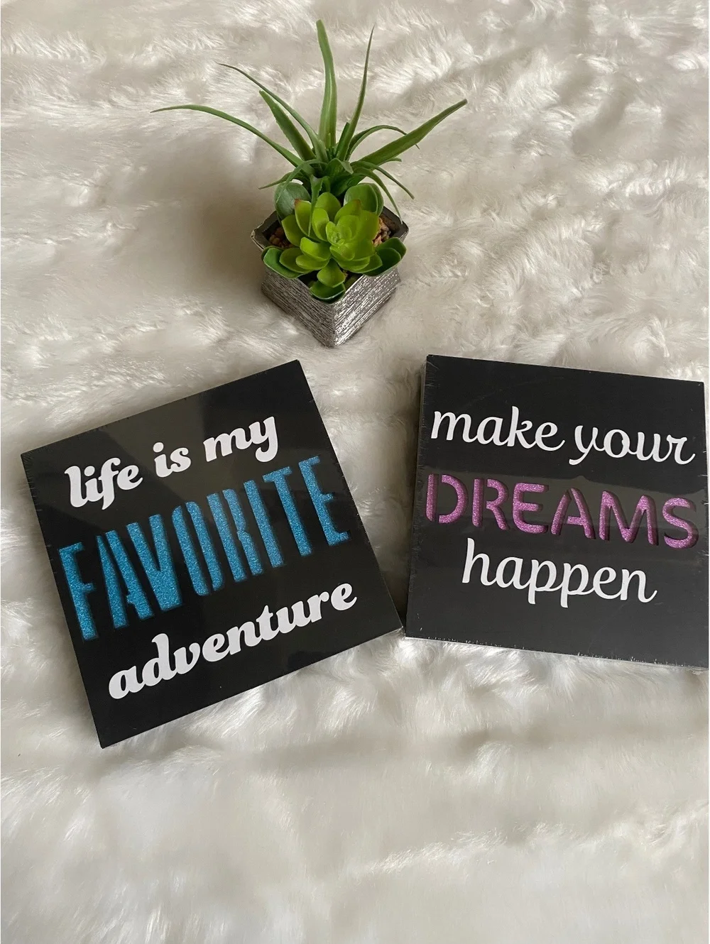 Set of 2 Inspirational Wall Plaques Life is My Favorite and